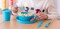 24-Piece Kids Dinnerware Set Plastic 4 Plates, 4 Bowls, 4 Cups, 4 Forks, 4 Knives, and 4 Spoons